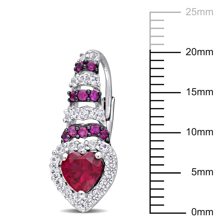 1 7/8 CT TGW Created Ruby and Created White Sapphire Earrings in
Sterling Silver