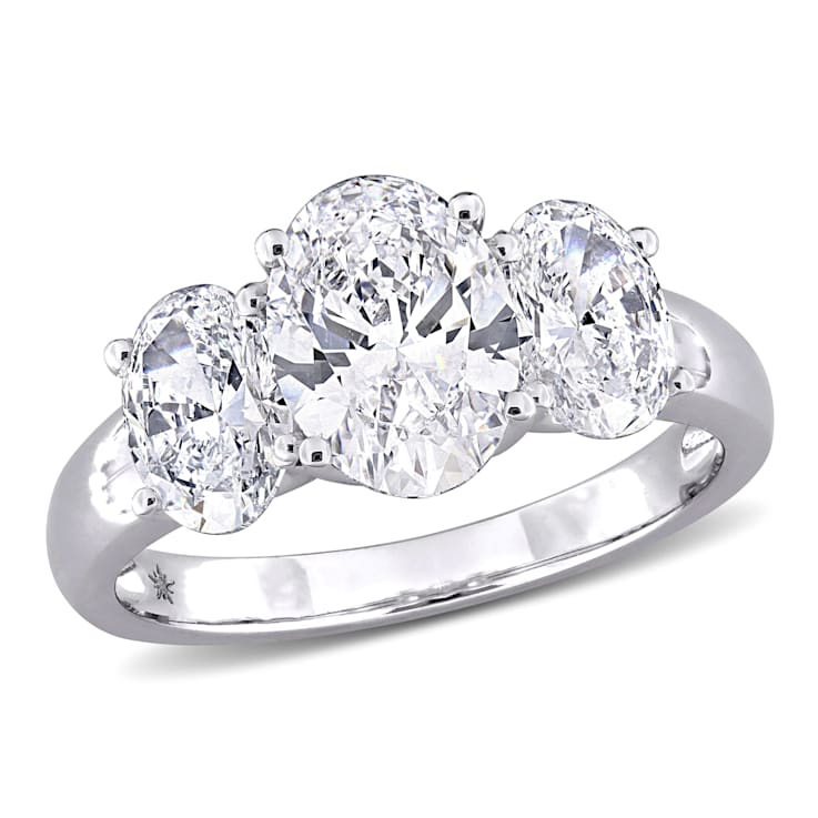 3 CT TW Lab-Grown Diamond 3-Stone Ring in 14K White Gold