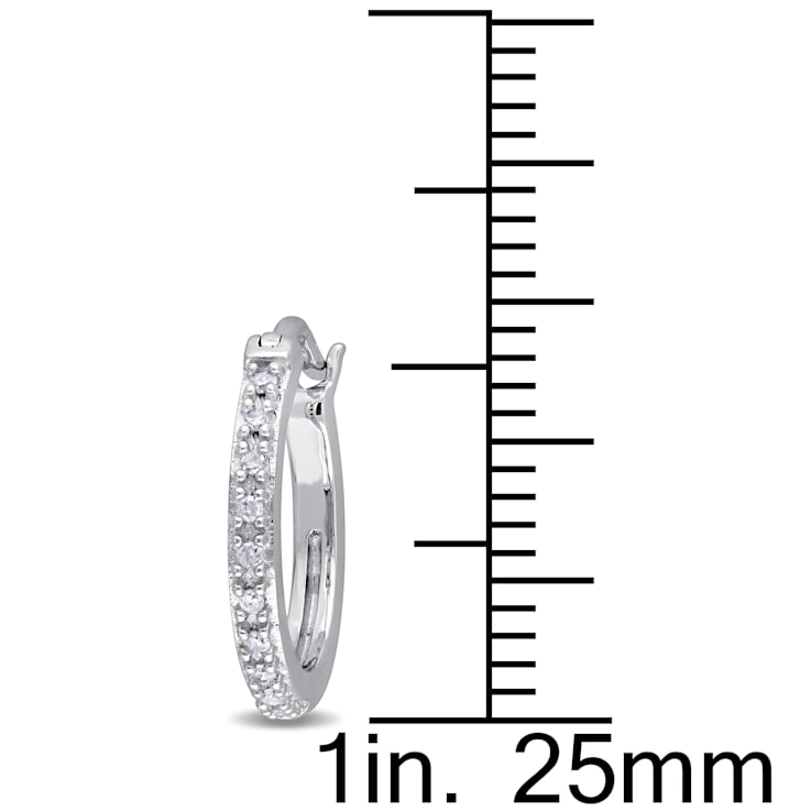 1/10 CT TW Diamond Hoop Earrings in 10k White Gold