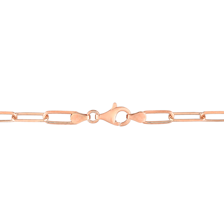 5MM Diamond Cut Paperclip Chain Necklace in Rose Plated Sterling Silver