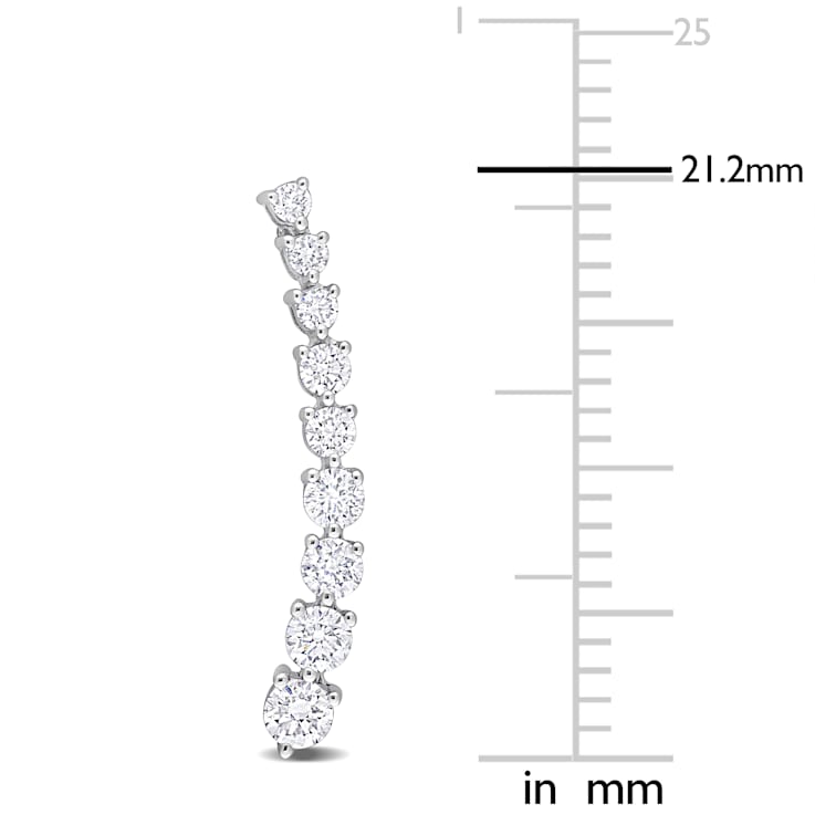5/8 CT TW Diamond Curved Line Earrings in 14K White Gold