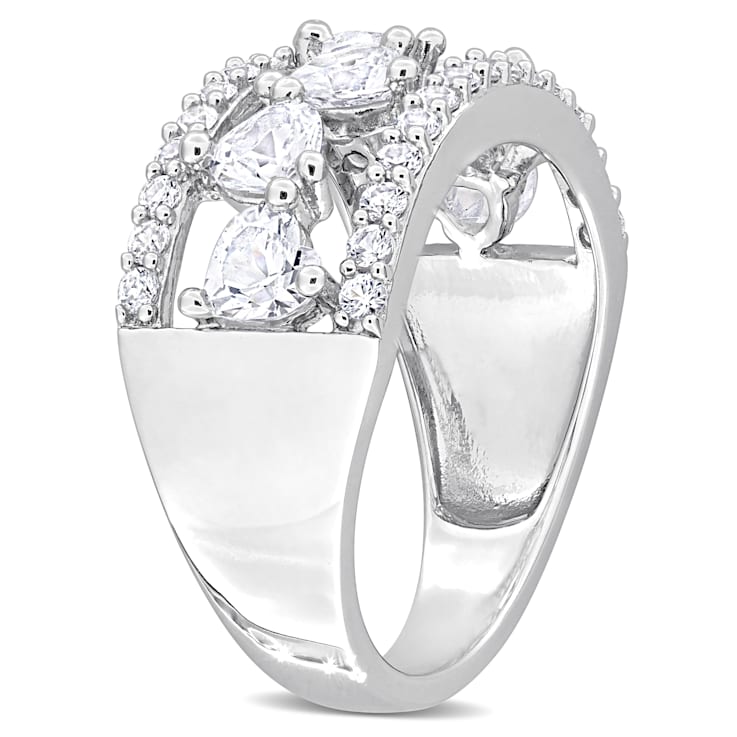 2 1/4 CT TGW Created White Sapphire Open Wide Band Ring in Sterling Silver