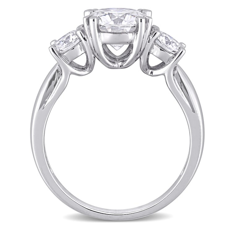 2-3/5 CT DEW Created Moissanite 3-Stone Engagement Ring in 10K White Gold