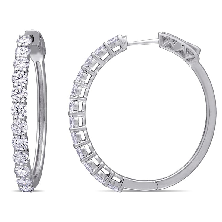 2 1/2 CT TGW Lab Grown Diamond Hoop Earrings in 14K White Gold