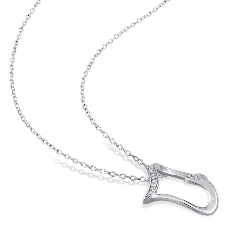 1/10 CT TW Diamond Heart Pendant with Chain in Sterling Silver