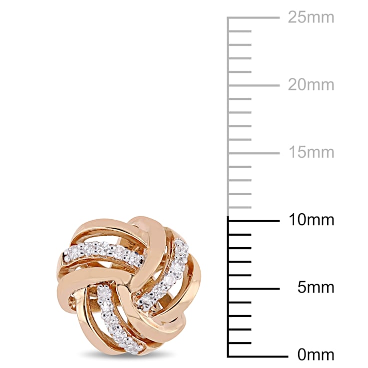 1/6 CT TW Diamond Knot Stud Earrings in 14k Rose Gold