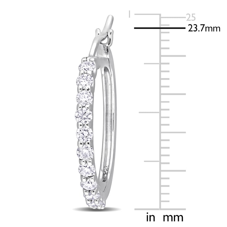 1 CT TDW Diamond Half-Set Hoop Earrings in Platinum