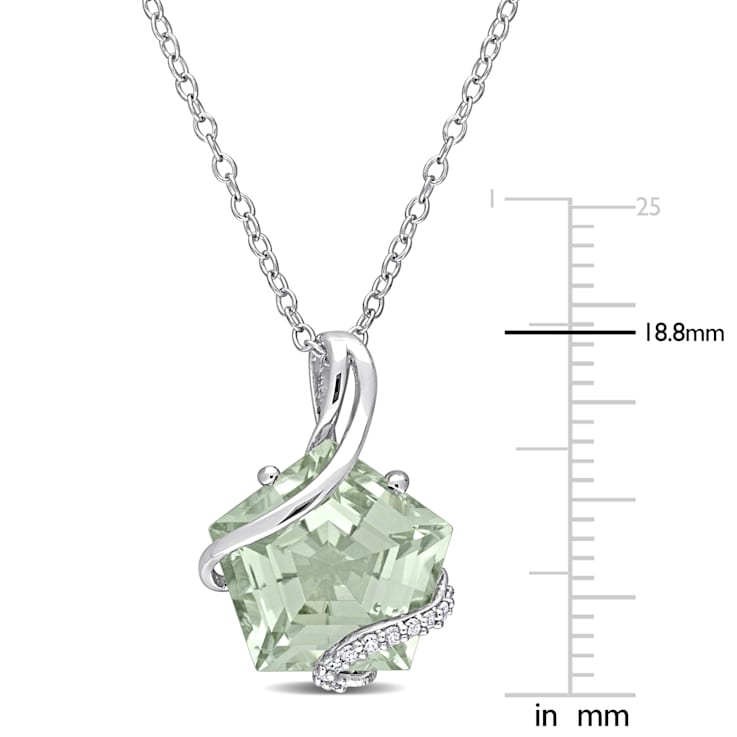 6 1/2 CT TGW Green Quartz and Diamond Accent Swirl Pendant with Chain in
Sterling Silver