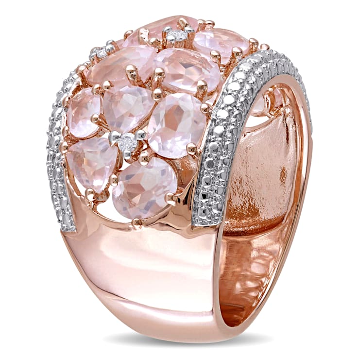 6 CT TGW Rose Quartz and Diamond Accent Ring in 18K Rose Gold Over
Sterling Silver