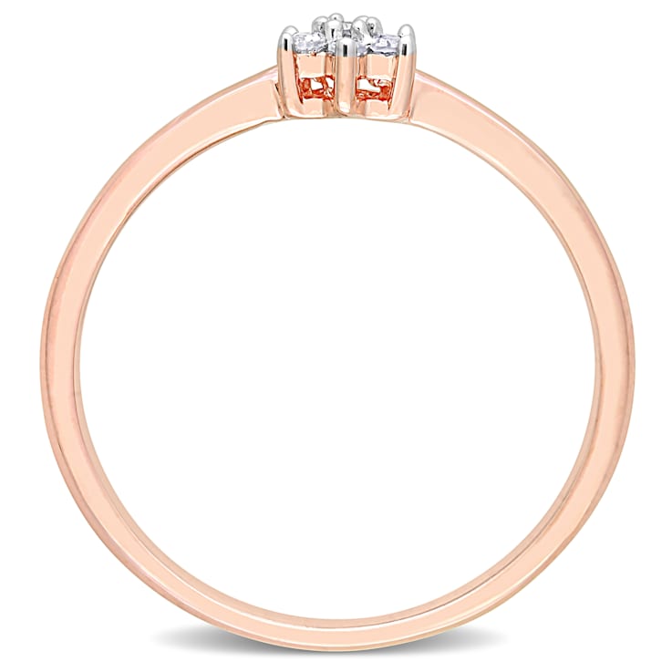 Diamond Accent Floral Promise Ring in 18K Rose Gold Over Sterling Silver