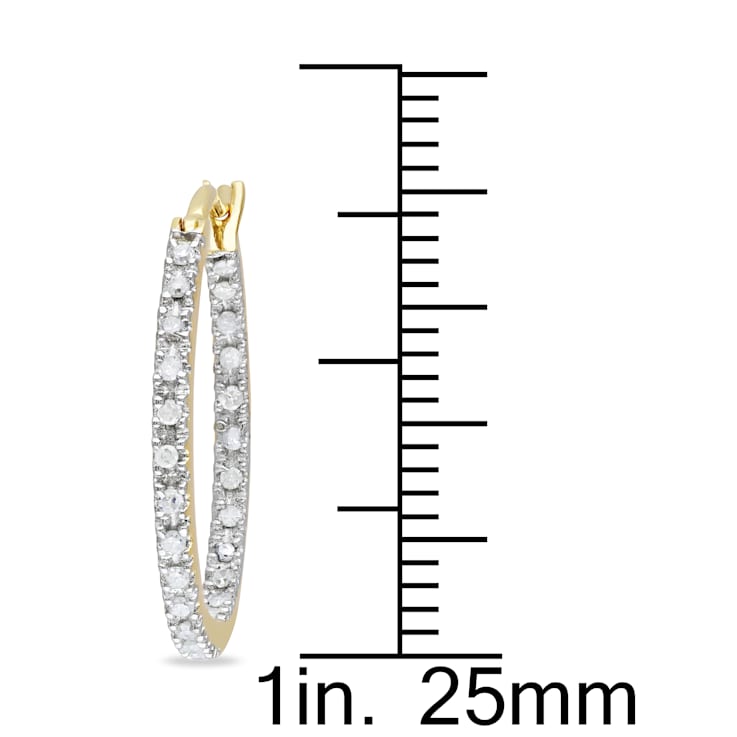 1/4 CT TW Diamond Inside Outside Hoop Earrings in Yellow Gold Over
Sterling Silver