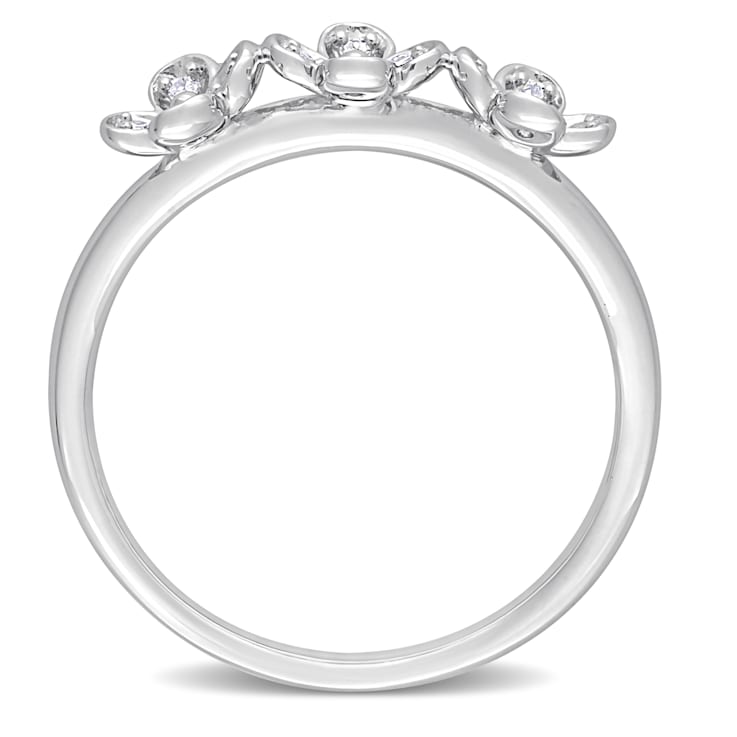 0.06 CT TW Diamond Floral Band in Sterling Silver