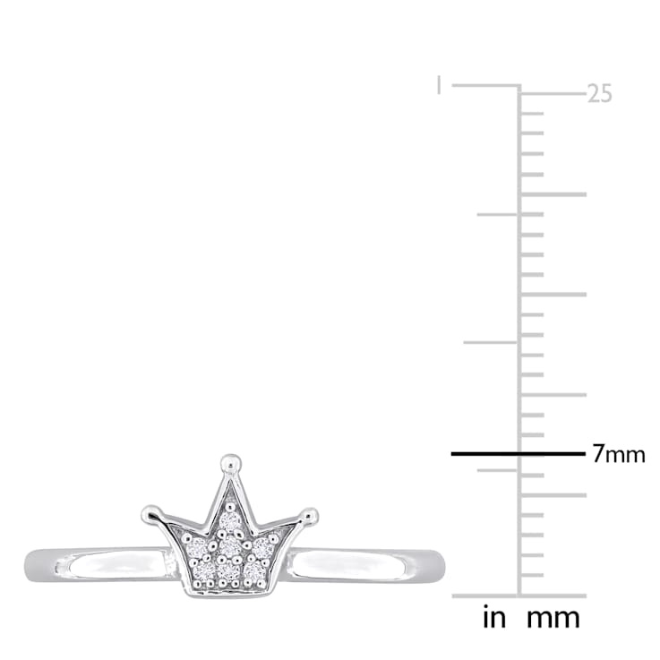 Created White Sapphire Accent Cluster Crown Ring in Sterling Silver