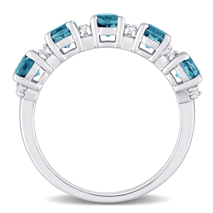 1 5/8 CTW London Blue Topaz and White Topaz Anniversary Style Band Ring
in Sterling Silver