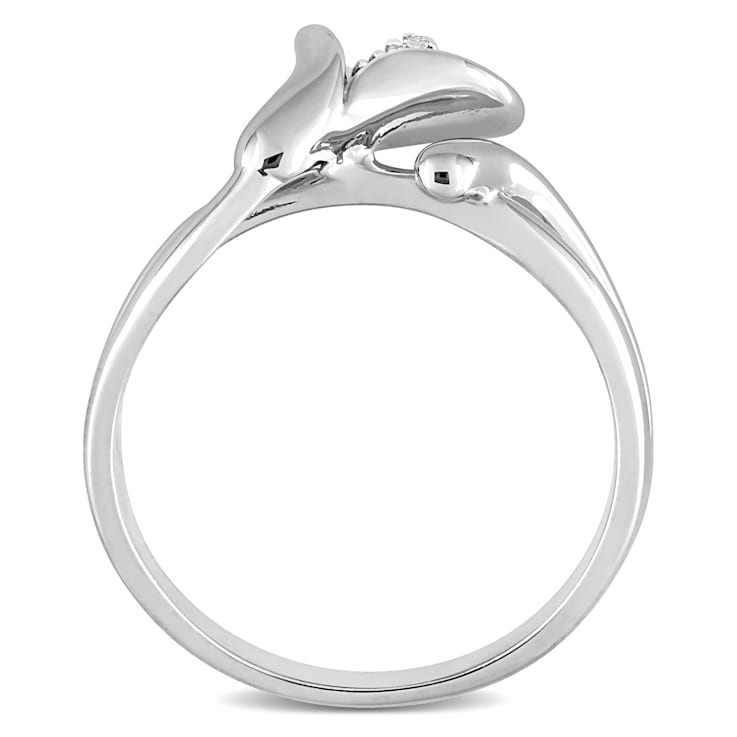 Diamond Calla Lily Ring in Sterling Silver