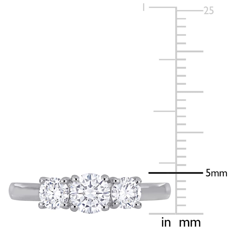 1 CT TGW Lab Grown Diamond 3-Stone Engagement Ring in 14K White Gold