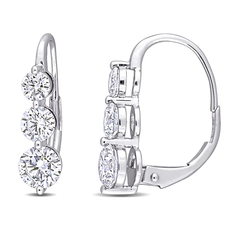 1 3/4 CT TGW Lab Grown Diamond 3-Stone Earrings in 14K White Gold