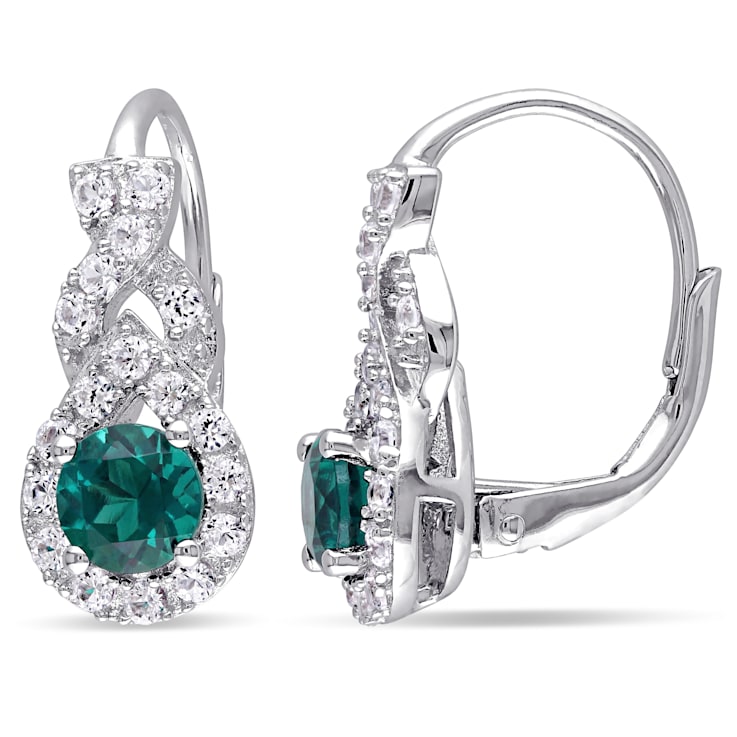 1-3/4ctw Created Emerald and Created White Sapphire Twist Drop Earrings
in Sterling Silver