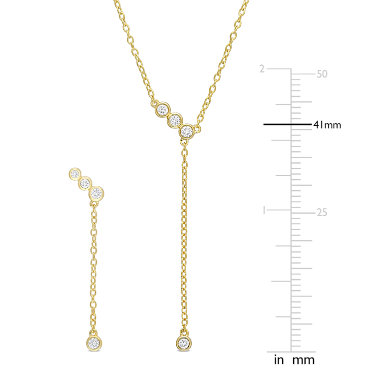 1/3 CT TGW Lab Grown Diamond Earrings & Necklace Set in 18K Yellow
Gold Plated Sterling Silver