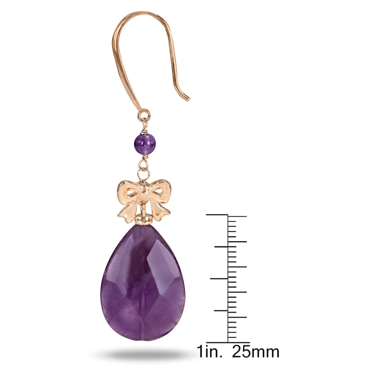 45 CT TGW Amethyst Bow Drop Earrings in Yellow Over Sterling Silver