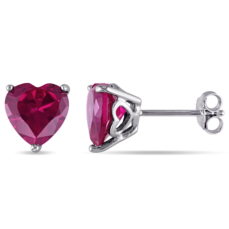 5-1/2ctw Created Ruby Stud Earrings in Sterling Silver
