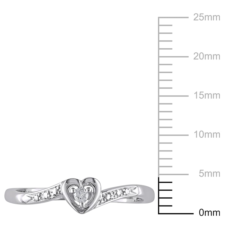 Diamond Heart Ring in Sterling Silver