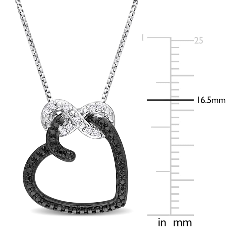 Diamond Accent Infinity Heart Pendant with Chain in Sterling Silver with
Black Rhodium Plating