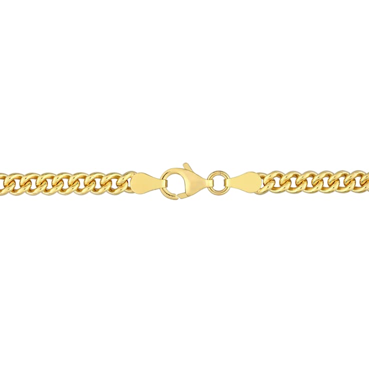4.4MM Curb Link Chain Necklace in Yellow Plated Sterling Silver