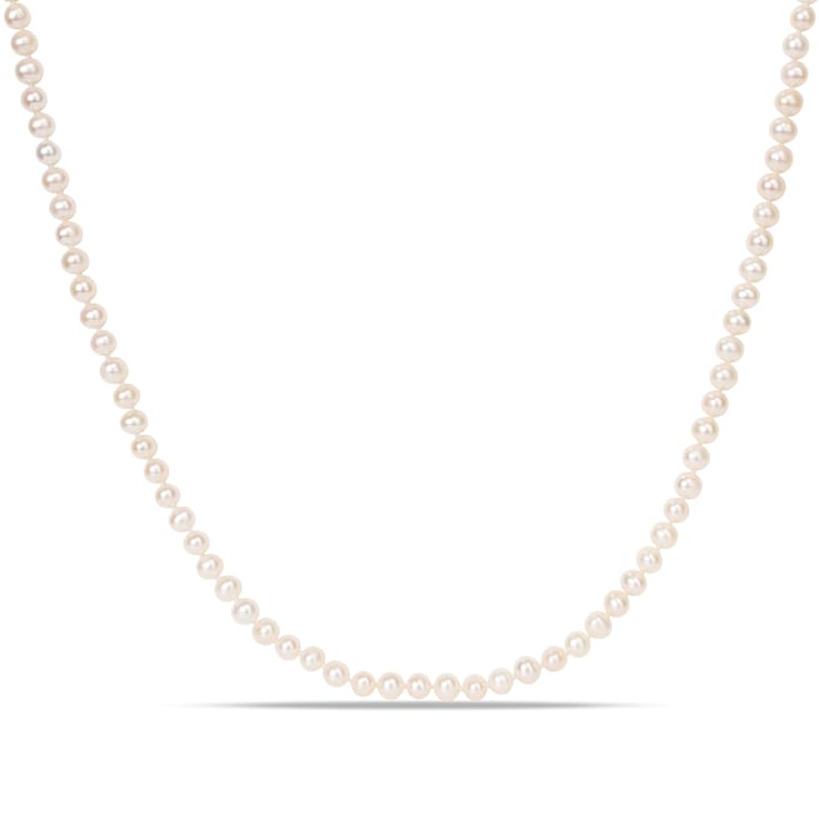 5 - 6 MM Freshwater Cultured Pearl 24" Strand with Sterling Silver Clasp
