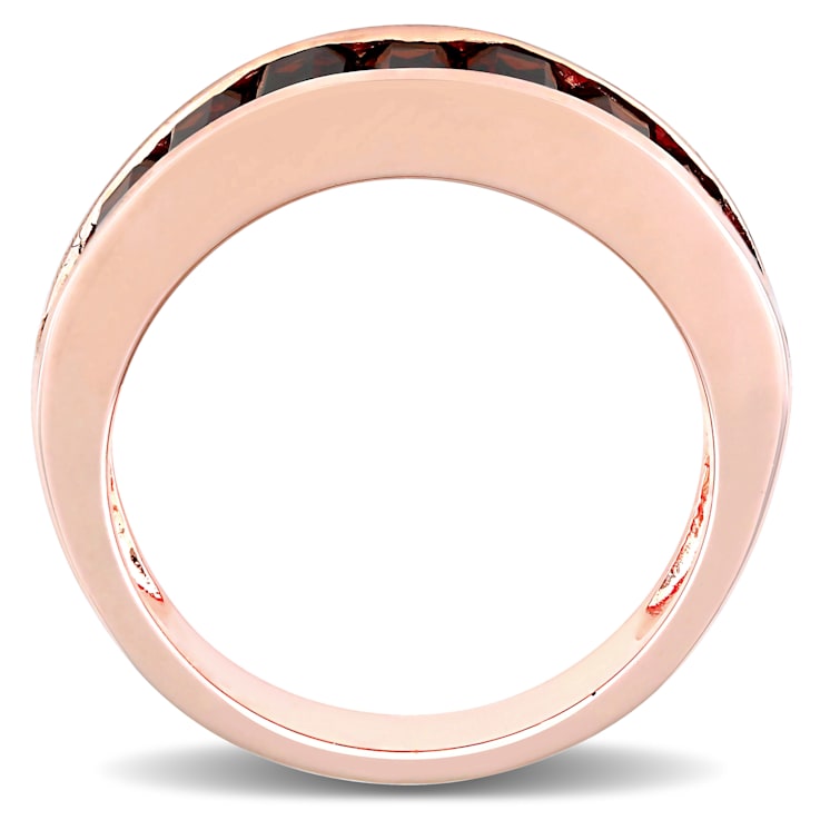 3 1/3 CTW Garnet Semi-Eternity Anniversary Band in Rose Plated Sterling Silver