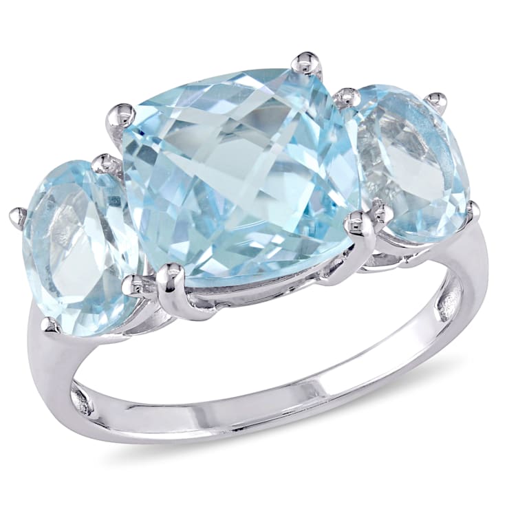 8 2/5 CT TGW Sky Blue Topaz 3-Stone Ring in Sterling Silver