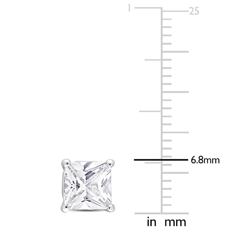 2 3/5 CT TGW Square Created White Sapphire Stud Earrings in Sterling Silver