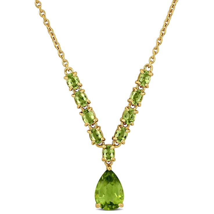 4 3/4 CT TGW Peridot Lariat Necklace in Sterling Silver