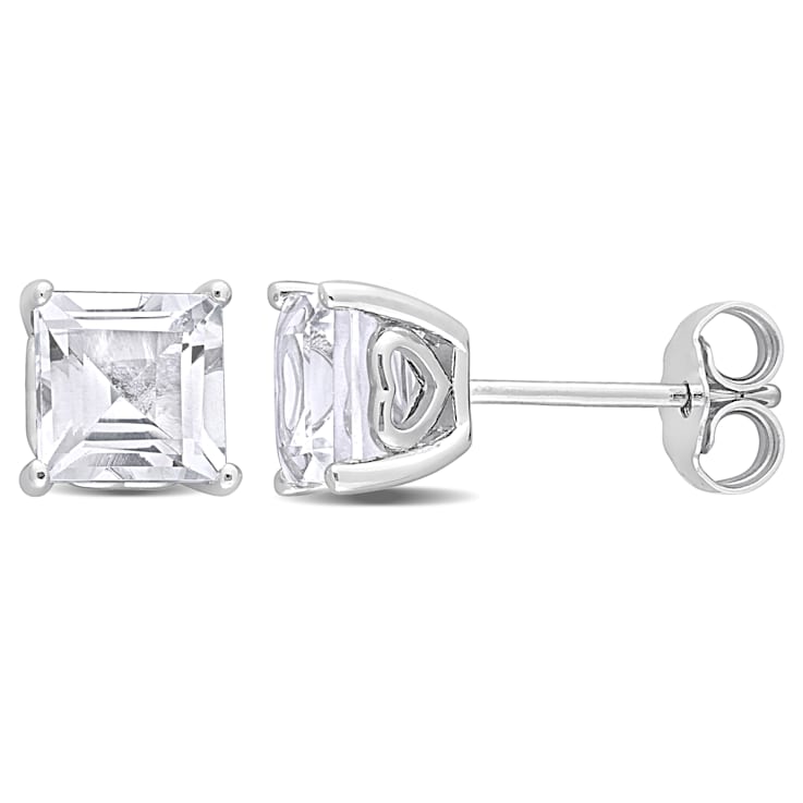 2 5/8 CT TGW Square White Topaz Stud Earrings in Sterling Silver