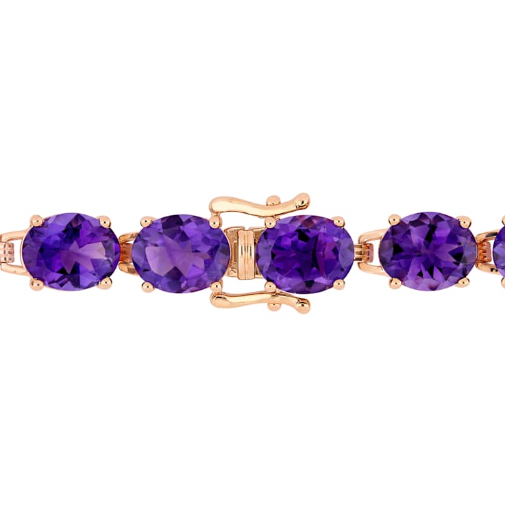 36 CT TGW Oval-Cut Africa-Amethyst Tennis Bracelet in Rose Gold Plated
Sterling Silver