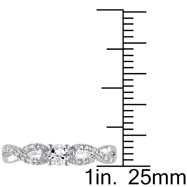 1/4 CT TGW Created White Sapphire and 1/10 CT TW Diamond Infinity Ring
in Sterling Silver