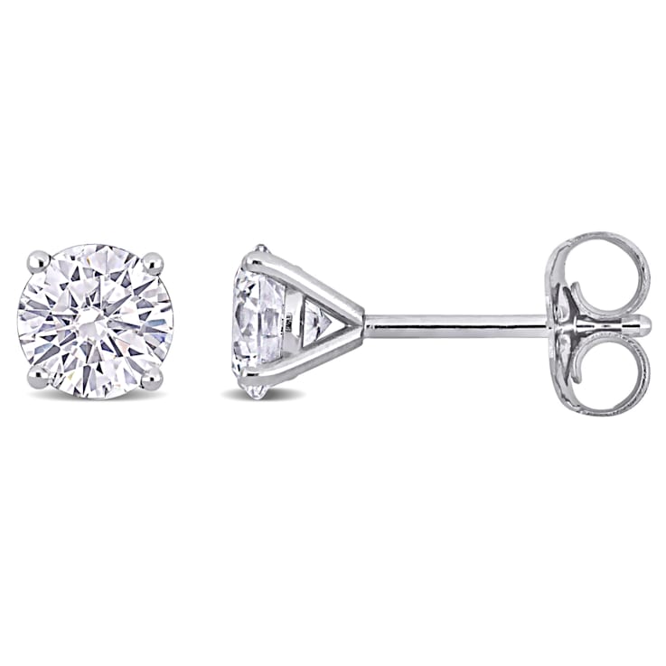 1 CT TW Lab-Grown Diamond Solitaire Stud Earrings in 14K White Gold (IGI Certified)
