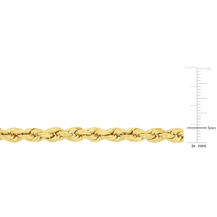 22 Inch Rope Chain Necklace in 10k Yellow Gold (5 mm)