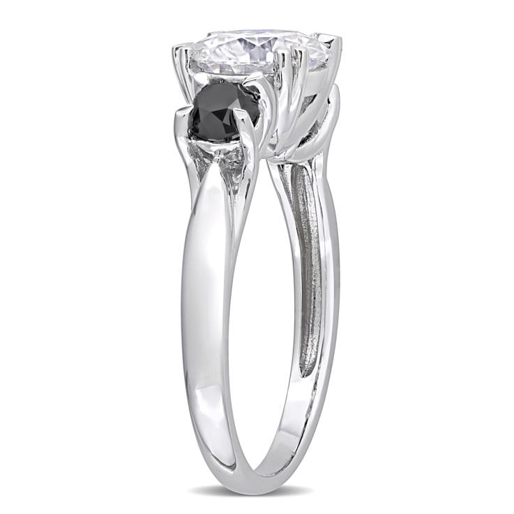 2 CT DEW Created Moissanite and 3/4 CT TW Black Diamond 3