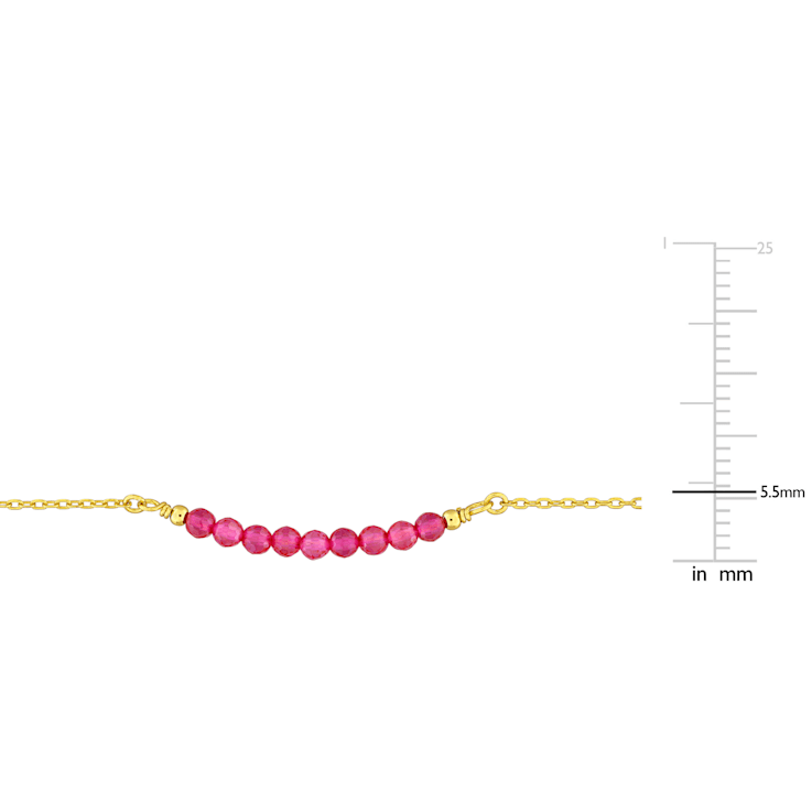 1/2ctw Created Ruby Bead Bar Necklace in Sterling Silver