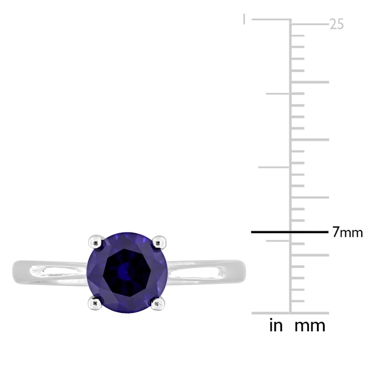 1 5/8 CTW Created Blue Sapphire Solitaire Ring in Sterling Silver