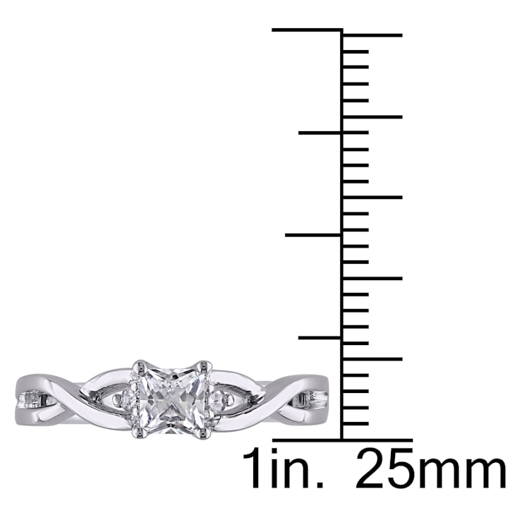 3/8 CT TGW Created White Sapphire and Diamond Accent Infinity Ring in
Sterling Silver