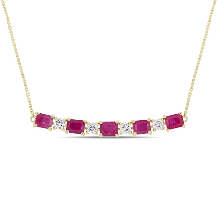 2 5/8 CT TGW Ruby and 2/5 CT TW Diamond Necklace in 14K Yellow Gold