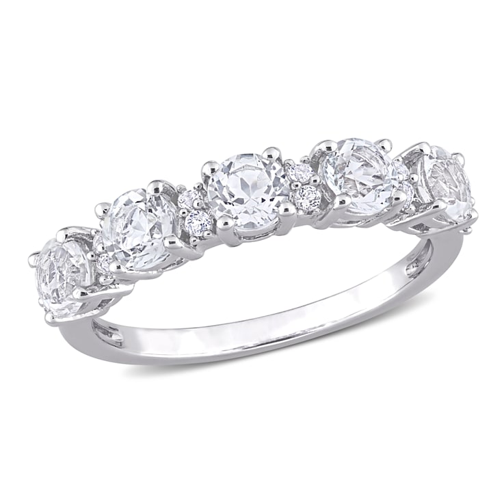 1 5/5 CTW White Topaz Anniversary Style Band Ring in Sterling Silver