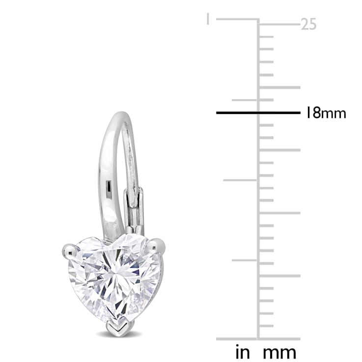 3 CT TGW Created Moissanite Heart Drop Earrings in Sterling Silver