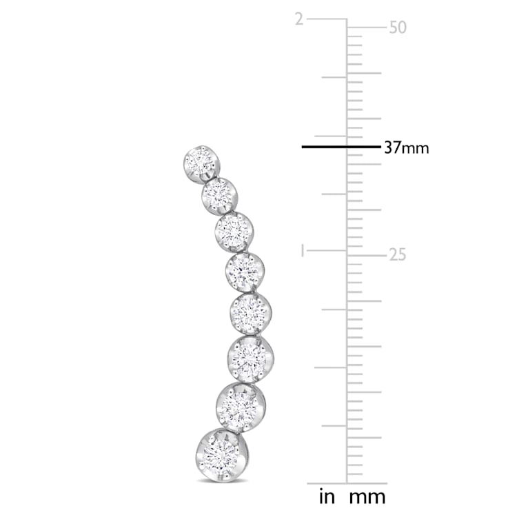 2 1/2 CT TW Diamond Graduated Curved Line Earrings in 14K White Gold