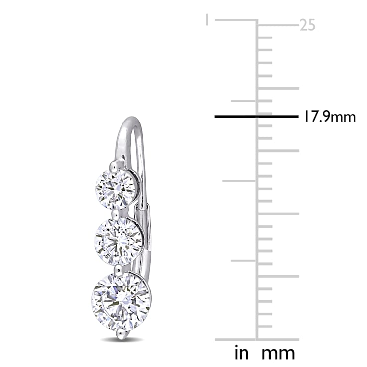 1 3/4 CT TGW Lab Grown Diamond 3-Stone Earrings in 14K White Gold