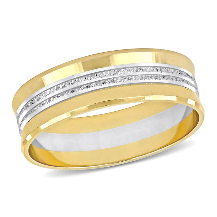 Men's 6mm Double Row Wedding Band in 10K 2-Tone Gold