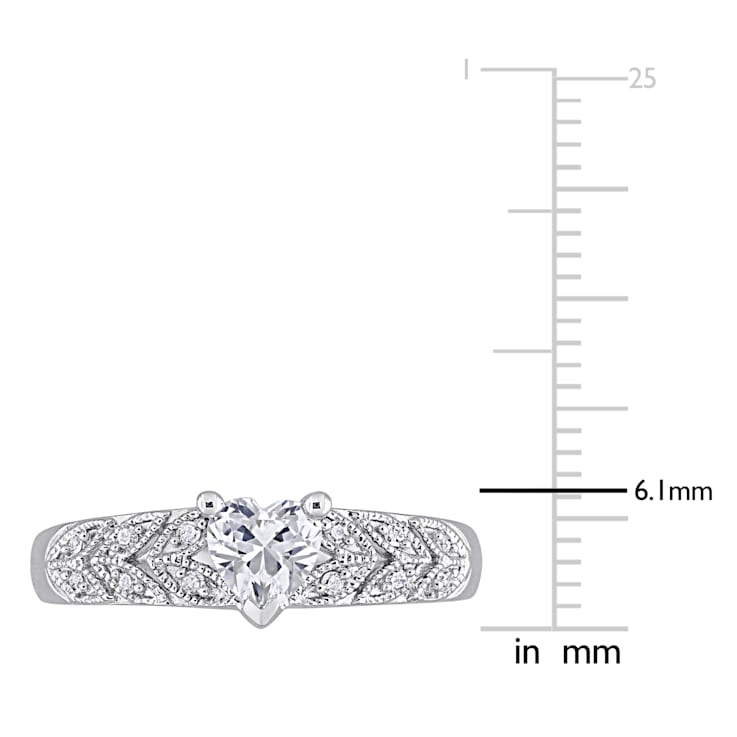 3/5 CT TGW Created White Sapphire and Diamond Accent Vintage Ring in
Sterling Silver