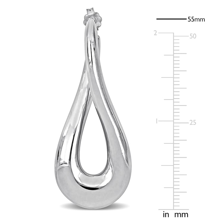 55MM Oval Twist Earrings in Sterling Silver